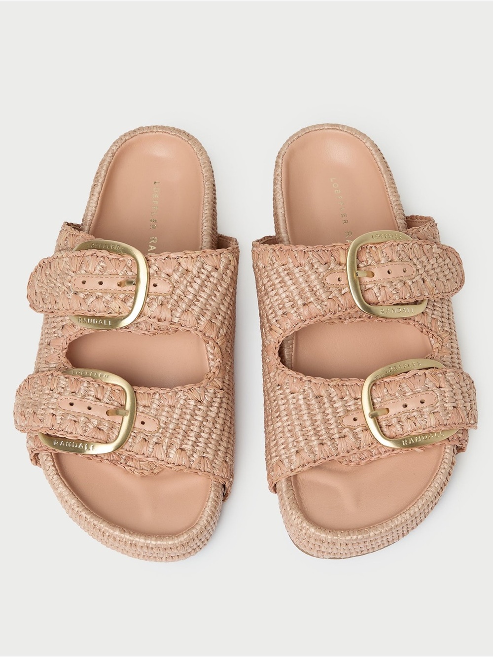 Loeffler Randall Nico Blush Woven Double-Buckle Slide Sandals